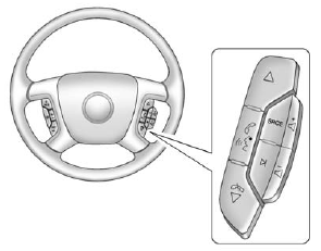 GMS Sierra: Steering Wheel Controls. If equipped, some audio controls can be adjusted at the steering wheel.
